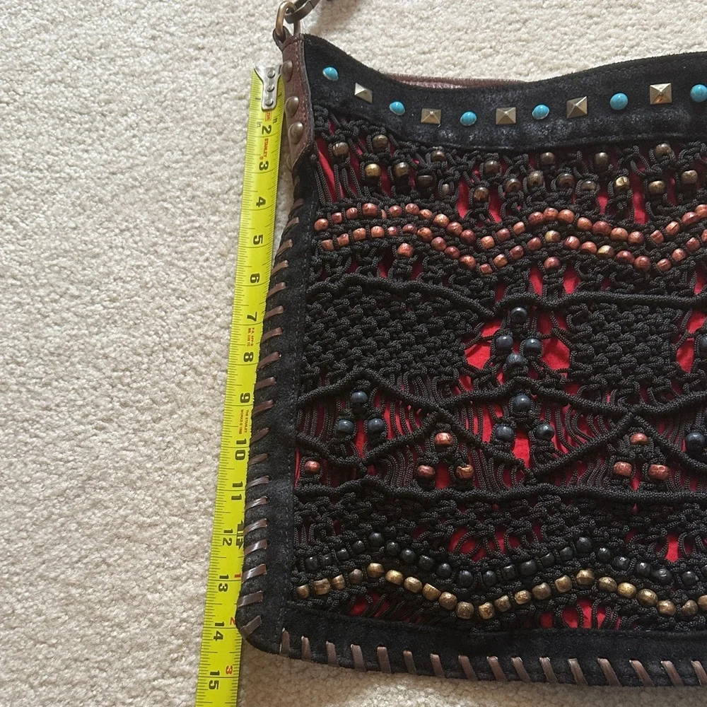 Free People Black and Red Boho Shoulder Bag - Picture 3 of 10